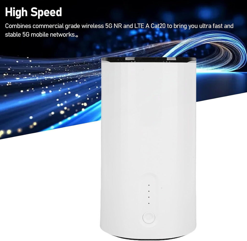 5G CPE Router, 2.4G 5G Dual Band Cordless 5G Router with 2 SIM Card Slots, Support 50 Users, Portable 5G NR NSA SA Cordless Internet Router for Home Office (US Plug)