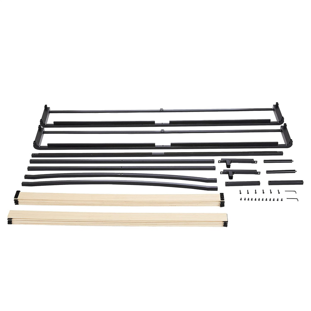 Amazon Basics Metal Platform Bed Frame with Wood Slat Support, Storage Space Underneath, 10 inches High, Queen, Black