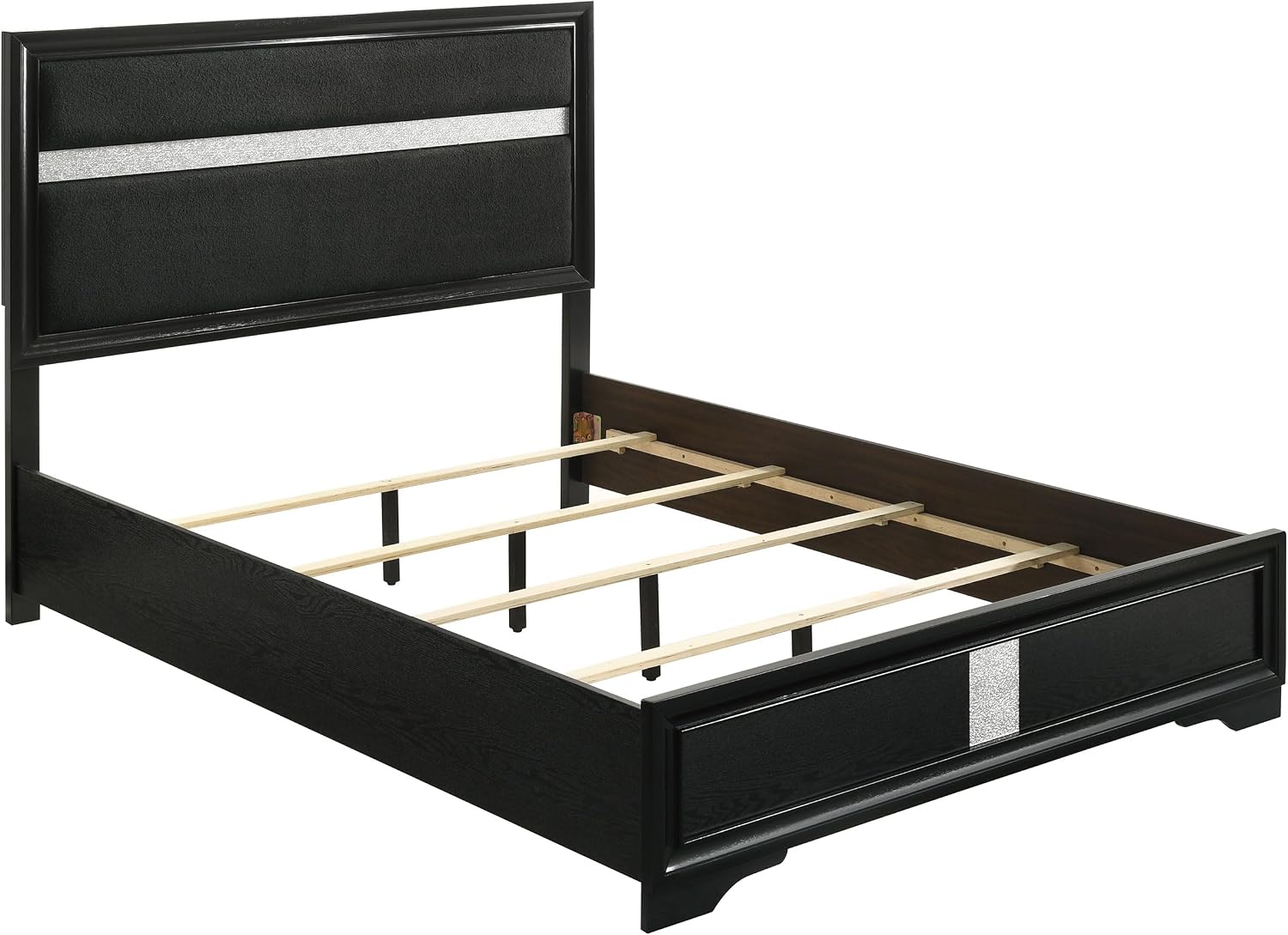 Coaster Home Furnishings Miranda Contemporary 5-Piece Bedroom Set Fabric Upholstered Queen Size Panel Bed Frame 54-inch Headboard Black 206360Q-S5