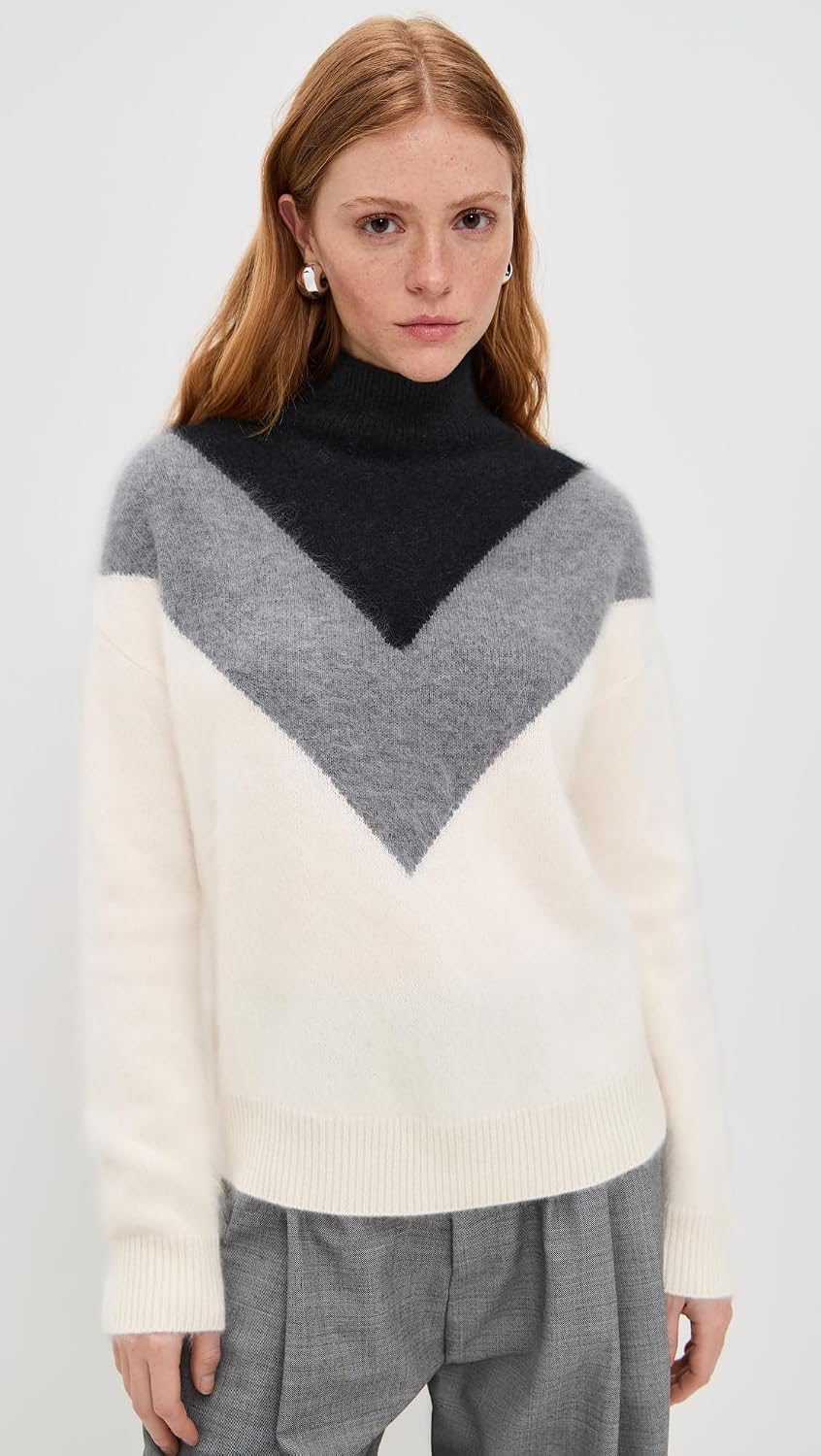 Theory Women's Cashmere Chevron Yoke Pullover