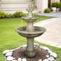 SunJet 51.5' High 3-Tiers Modern Concrete Outdoor Water Fountain - Round Large Outdoor Fountains and Waterfalls for Garden, Patio, Yard, and Deck Decor, Featuring Natural Stone Look