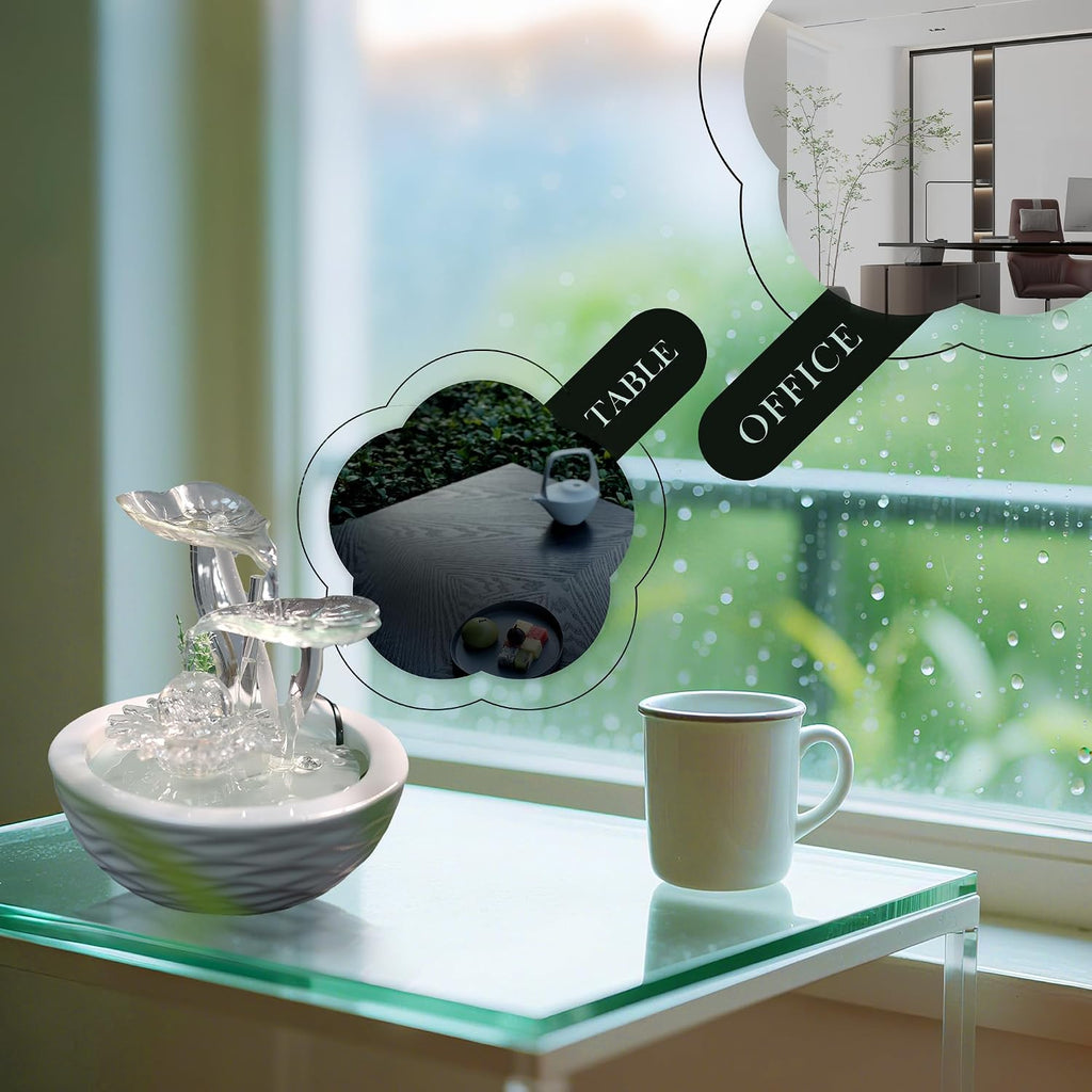 Tabletop Water Fountain Indoor - Water Fountain Decor for Meditation, Relaxation for Yoga, Study, Tea, Living Room, Office, Beauty Club Decor