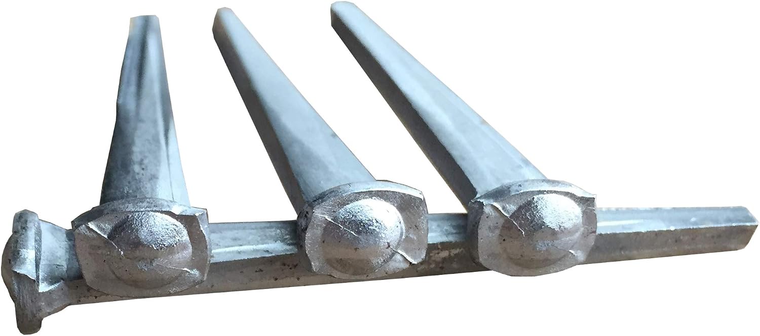 3'- COMMON ROSE HEAD Nails - Metallic Color - Antique rustic restoration accent nails for hanging, furniture, cabins, shutters, flooring – Decorative clavos nails – Distinct SQUARE HEAD Nail 3 in