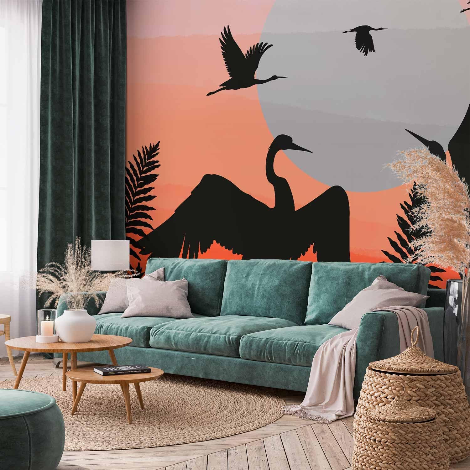 artgeist Premium Wall Mural Nature 157x110 in - Non-Woven Wallpaper Fleece Wall Decor Photo Print Picture Image Design Home Mural Crane Birds Landscape g-C-10093-a-b