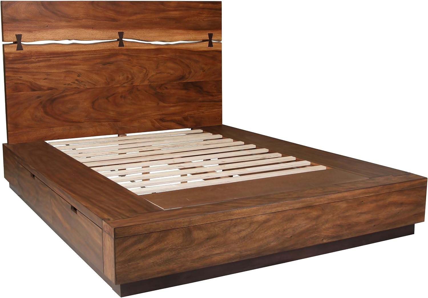 Coaster Home Furnishings Winslow Farmhouse 5-Piece Bedroom Set Live Edge Queen Size Storage Bed Frame 54-inch Headboard Smokey Walnut and Coffee Bean 223250SQ-S5