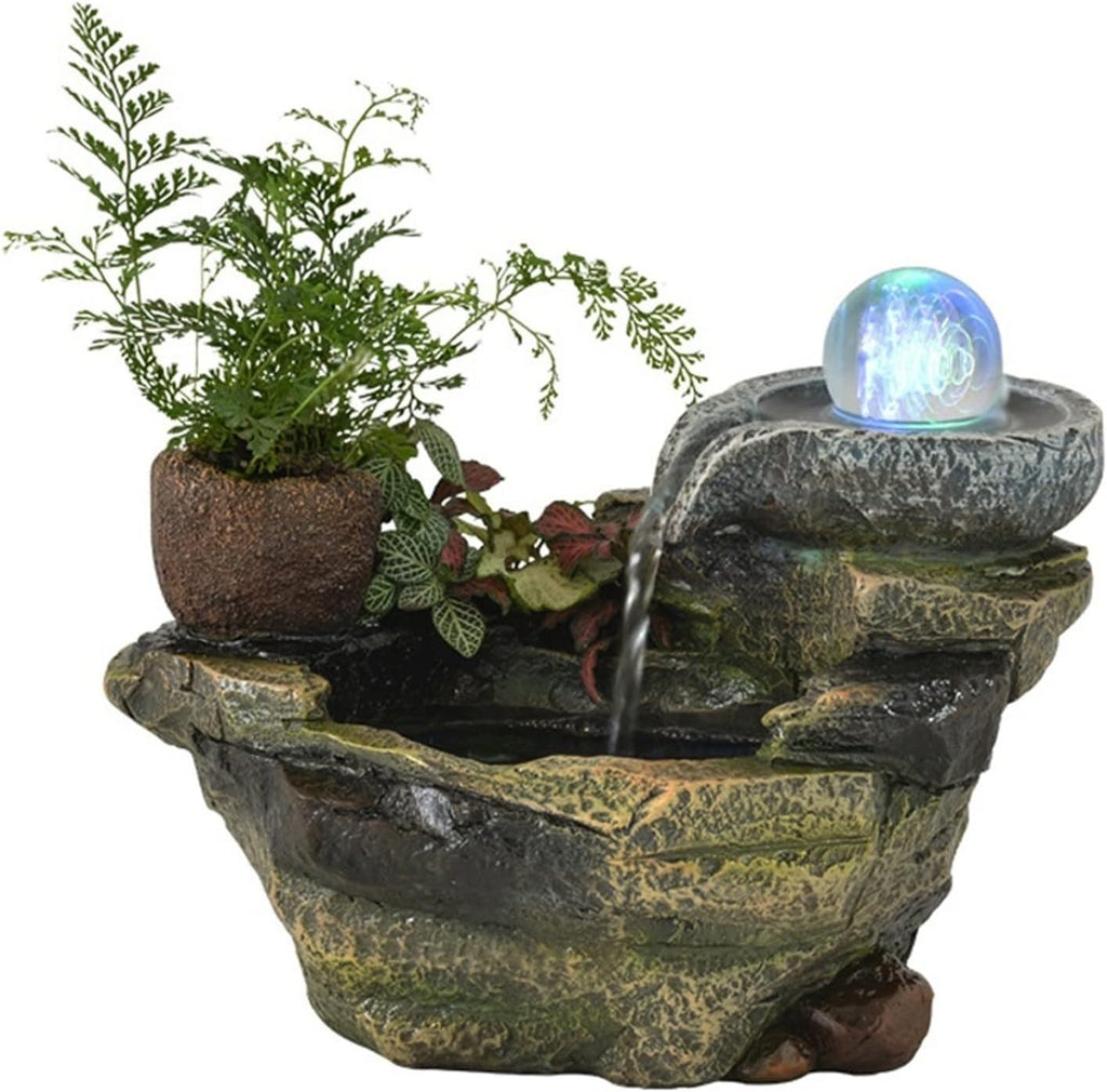 Indoor Water Fountain Tabletop Fountains Rockery Flowing Water Fountain Ornaments Fish Pond Office Micro Landscape Tea Table Top Bonsai Interior Decoration Meditation Fountain