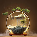 Tabletop Water Fountains - Indoor Waterfall with Mist LED - Japanese Indoor Water Fountains for Meditation - Includes Backflow Incense and Fake Plants - Feng Shui Decor for Good Luck and Wealth