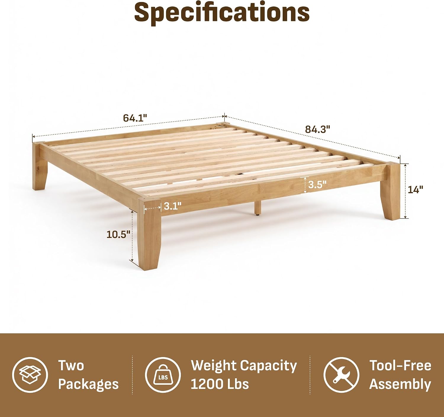 Softa Mikor Queen Japanese Joinery Bed Frame, Solid Rubberwood Platform Bed, 1500 Lbs Heavy Duty Slats Support, SGS Certified, 15Min No-Tool Setup, Under-Bed Storage, No Box Spring Needed, Noise-Free