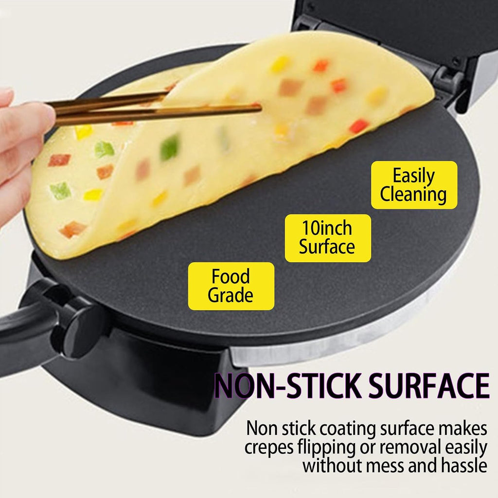 Roti Maker Machine, Electric Tortilla Machine, with Dual Surface Heating, Non Stick Plates, Adjustable Temperature, for Pancakes, Pizza, Quesadillas