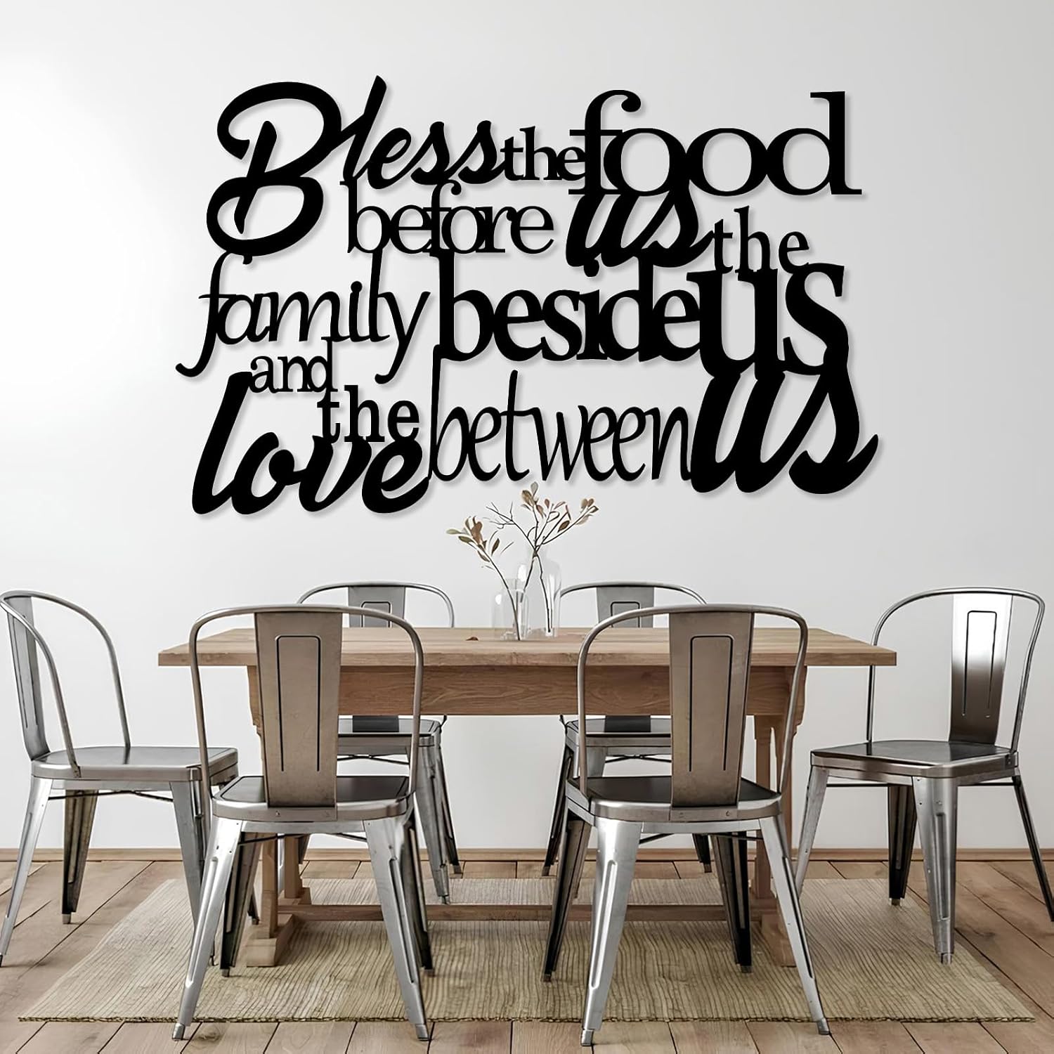 Bless The Food before Us Metal Wall Decor, Prayer Wall Decor, Prayer Wall Art, Word Art Wall Decor, Word Wall Decor, Word Metal Wall Art, Dinner Prayer Wall Decor, Dining Room Wall Decor (Black, 30x19in|76x48cm)