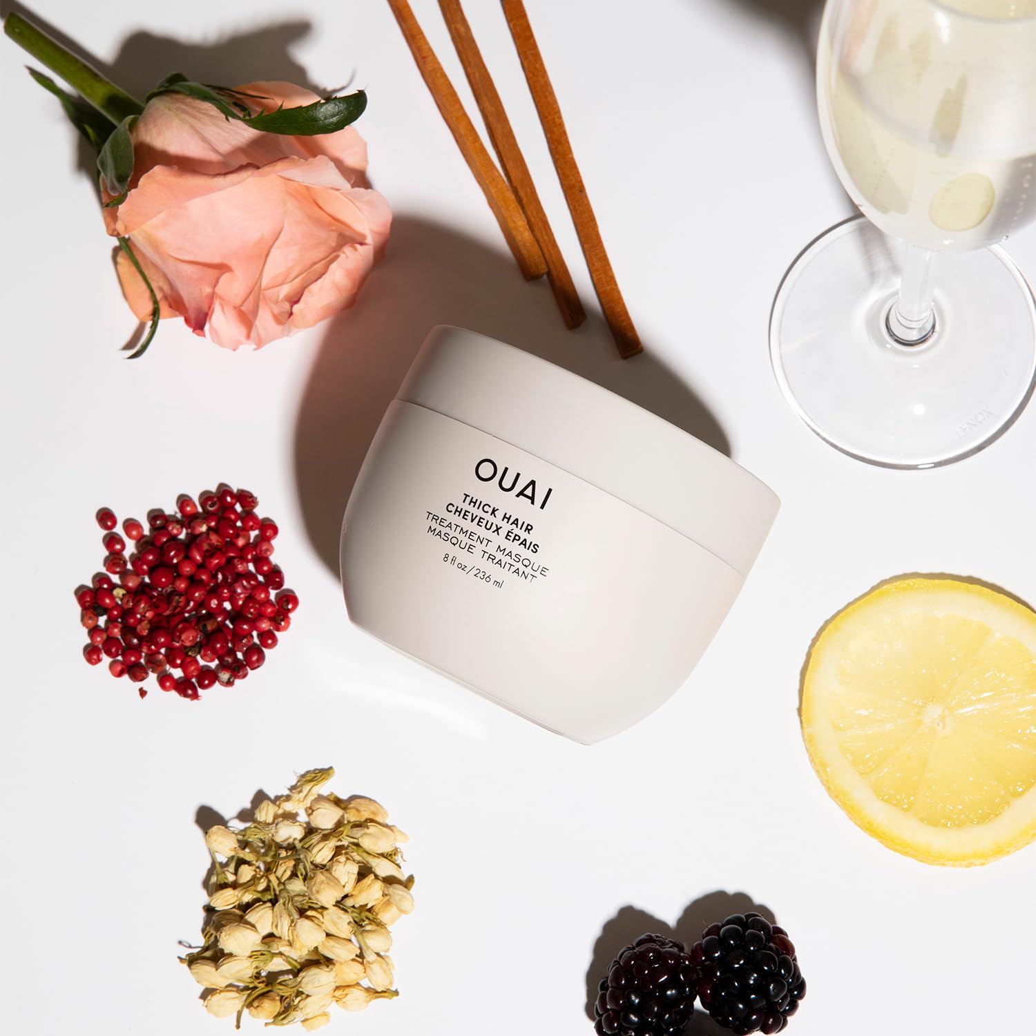 OUAI Thick Hair Bundle - Almond & Olive Oil & Keratin Conditioner, Shampoo & Treatment Masque - Paraben, Phthalate & Sulfate-Free Care (Conditioner & Shampoo 10 Oz each, 8 Fl Oz Masque)