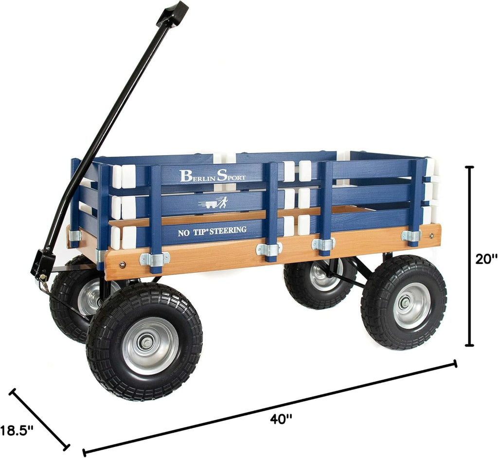 Berlin Flyer Sport Wagon - Model F410 - Amish Made in Ohio, USA - 10' No-Flat Tires (Blue)