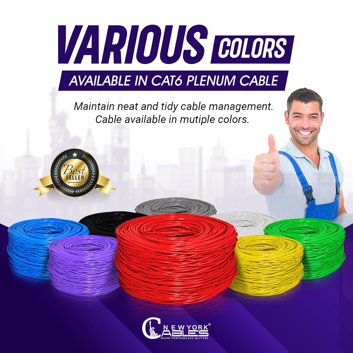 NewYork Cables CAT6 Plenum Cable 1000ft (CMP) 23AWG Solid Conductor 550MHz, Twisted Pair 10GB UTP Cat 6 Ethernet Cable - Tested with DXT-1800 Network Analyzer (Red)