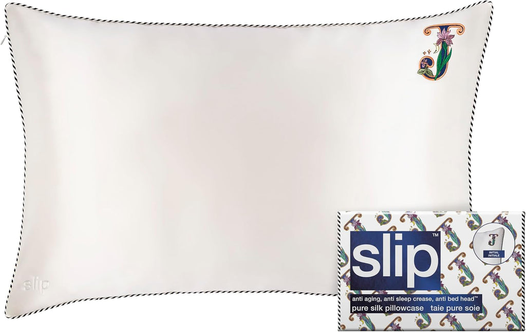 slip The Original Queen Pure Silk Pillow Case - 100% Pure 22 Momme Mulberry Silk - Queen Standard Size - Anti-Aging, Anti-BedHead, Anti-Sleep Crease, Initial Collection: Letter J (20' x 30')