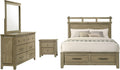 Coaster Home Furnishings - Hazlewood - Wood - 4-Piece Bedroom Set with Storage Bed, Rustic Style, Oak Grain and Round Knobs - Bedroom - Eastern King Size - Vineyard Oak - 207530KE-S4