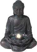 Meditating Buddha 24' High Large Zen Asian Indoor Outdoor Decor Resin Floor Fountain with Light LED Standing Bubbler Water Feature for Outside Garden Patio Yard Backyard Porch Deck - John Timberland