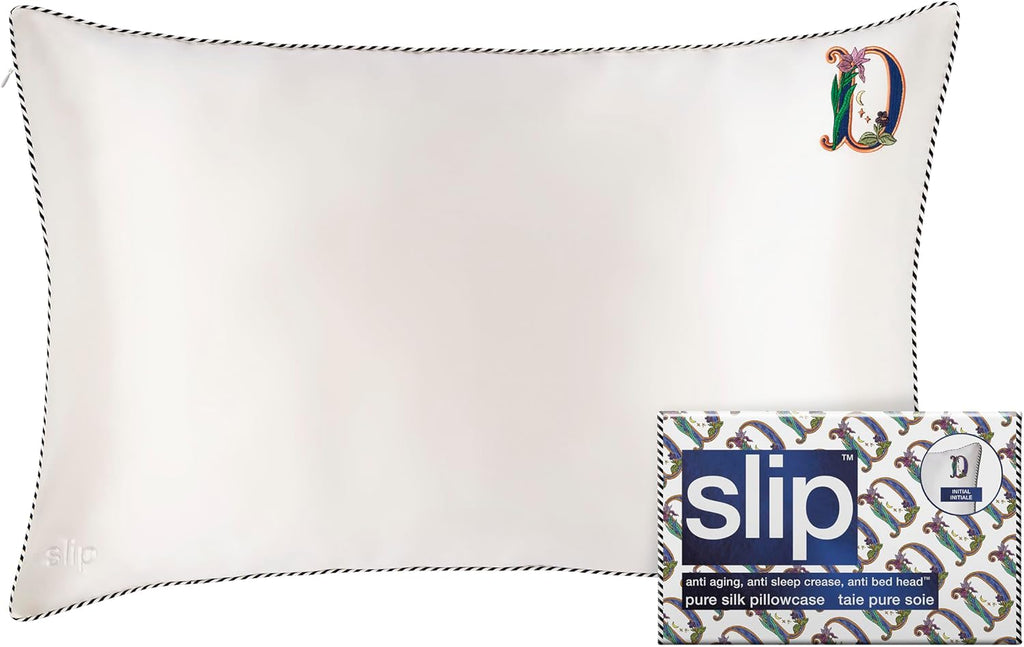 slip The Original Queen Pure Silk Pillow Case - 100% Pure 22 Momme Mulberry Silk - Queen Standard Size - Anti-Aging, Anti-BedHead, Anti-Sleep Crease, Initial Collection: Letter D (20' x 30')