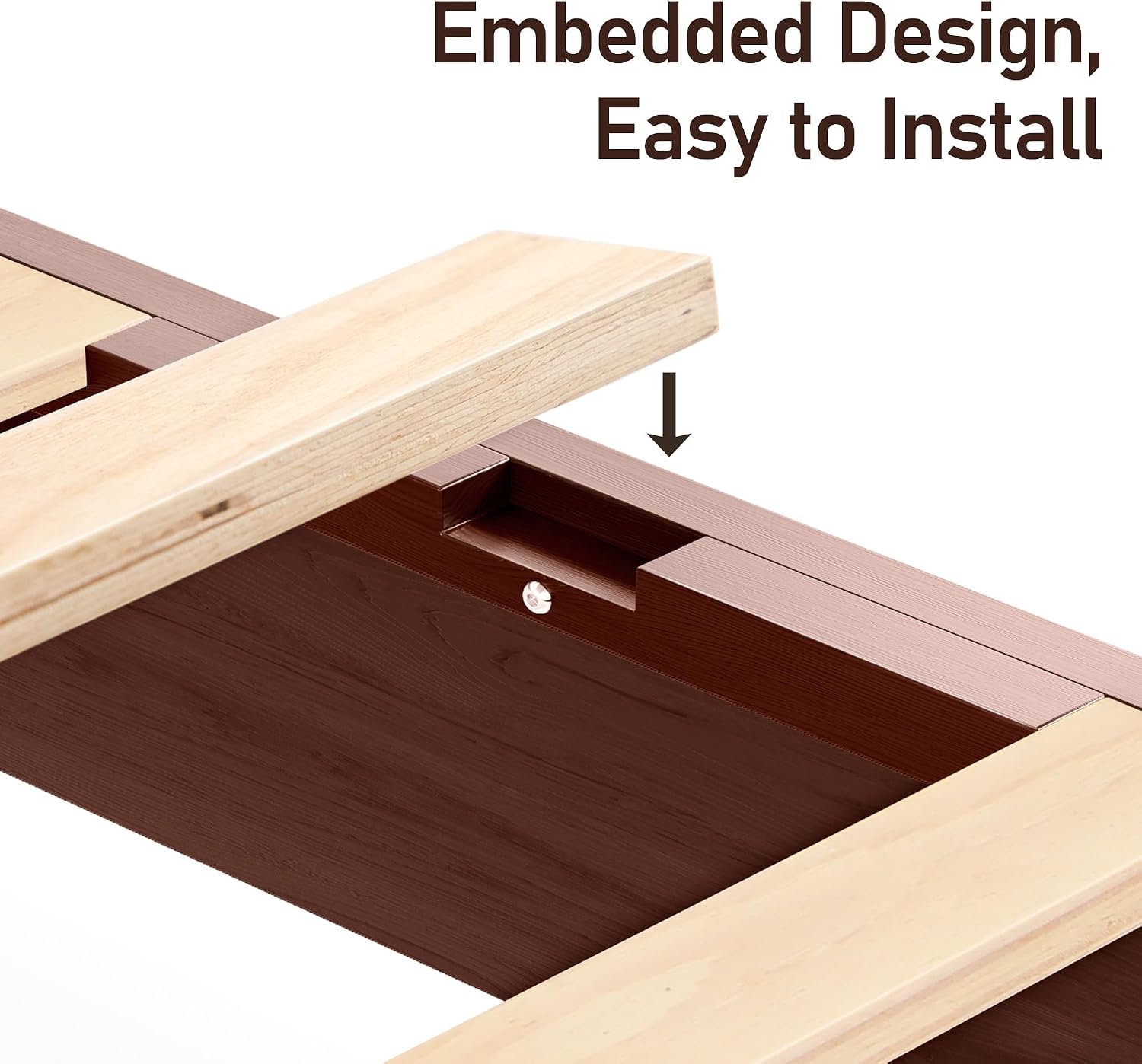 Lifezone Queen Bed Frame with Headboard, Solid Wood Bed Frame Queen Size with Charging Station & RGB LED, Wood Slats Support, Noise-Free, Sturdy Structure, Easy Assembly, Mahogany