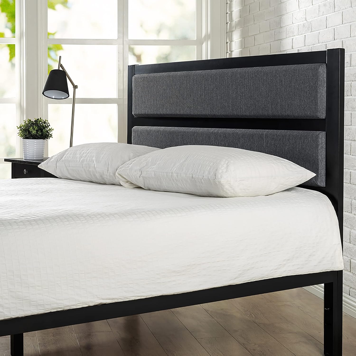 Zinus Modern Studio Upholstered Metal Headboard, Full