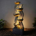 Bumilgar 52.8 Tall Garden Water Fountain Outdoor for Garden, Patio, Backyard, Deck, Porch and Home Art Decor, 6 Tiers Modern Cascading Large Outdoor Fountain with Lights