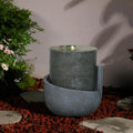 Sunlinua 18H Modern Outdoor Water Fountain with Led Lights Tiered Cascading Waterfall Feature with Quiet Pump Floor Water Fountain for Patio Garden Backyard Decking Home and Indoor Décor Brown Gray
