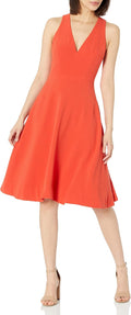 Dress the Population Women's Catalina Solid Sleeveless Fit & Flare Midi Dress