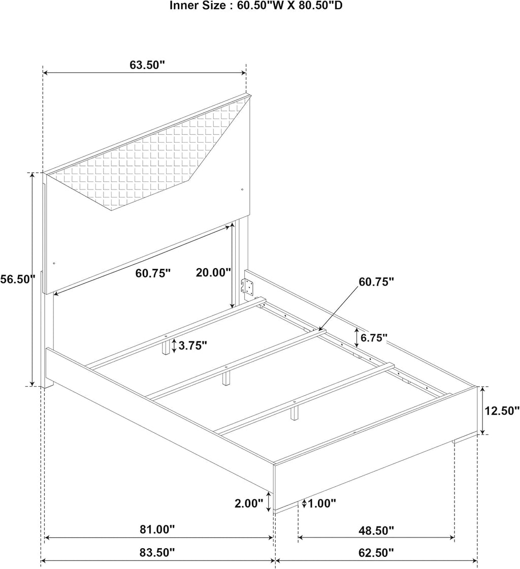 Coaster Home Furnishings Ives Contemporary 5-Piece Bedroom Set Queen Size LED Panel Bed Frame 57-inch Headboard White High Gloss 224941Q-S5