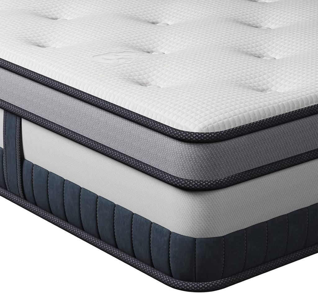 Vesgantti Queen Mattress 10 Inch Innerspring Multilayer Hybrid Queen Mattress - Ergonomic Design with Memory Foam and Pocket Spring Mattresses Queen Size - Box Top Series Medium Firm Feel