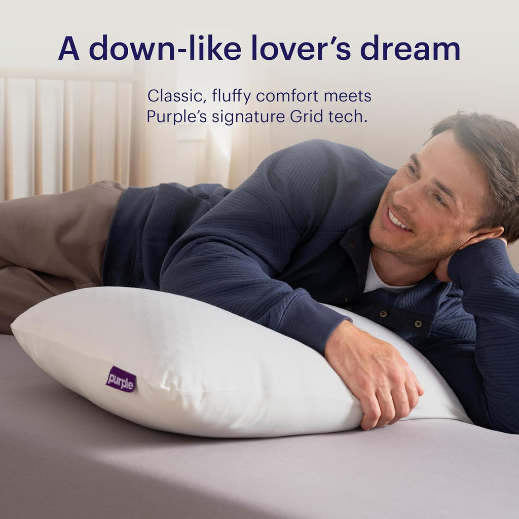 Purple GridCloud Pillow – Down-Alternative Pillow, GelFlex® Grid for Soft Support & Pressure Relief for Side Sleepers– Always-Fluffy Silicone-Coated Fill– Breathable Moisture-Wicking Cover - Standard