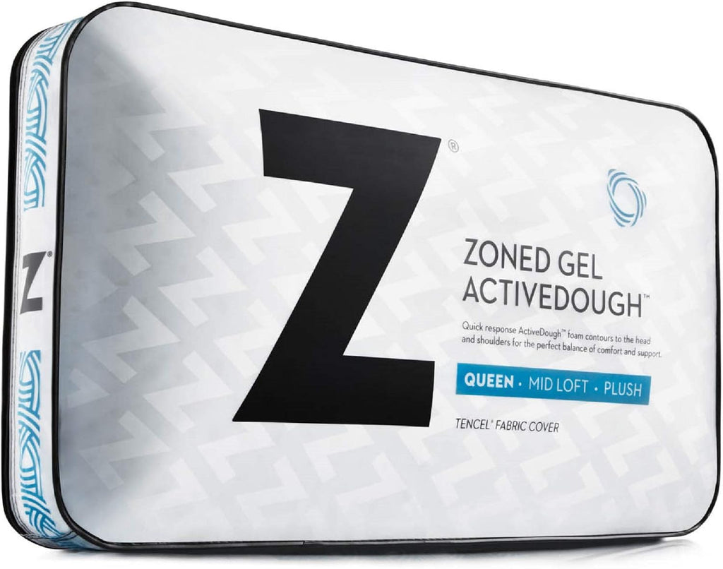 MALOUF Z Zoned Pillow Infused with Temperature Regulating Gel-New ACTIVEDOUGH Formula is Responsive, Supportive, and Plush-Mid Loft-King, Blue