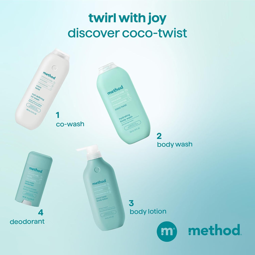 Method Curl Defining Co-Wash, Coco Twist – Moisturizes & Detangles Hair - Sulfate Free, Paraben Free & Safe for Color Treated Hair - 13.5 oz (Pack of 12)