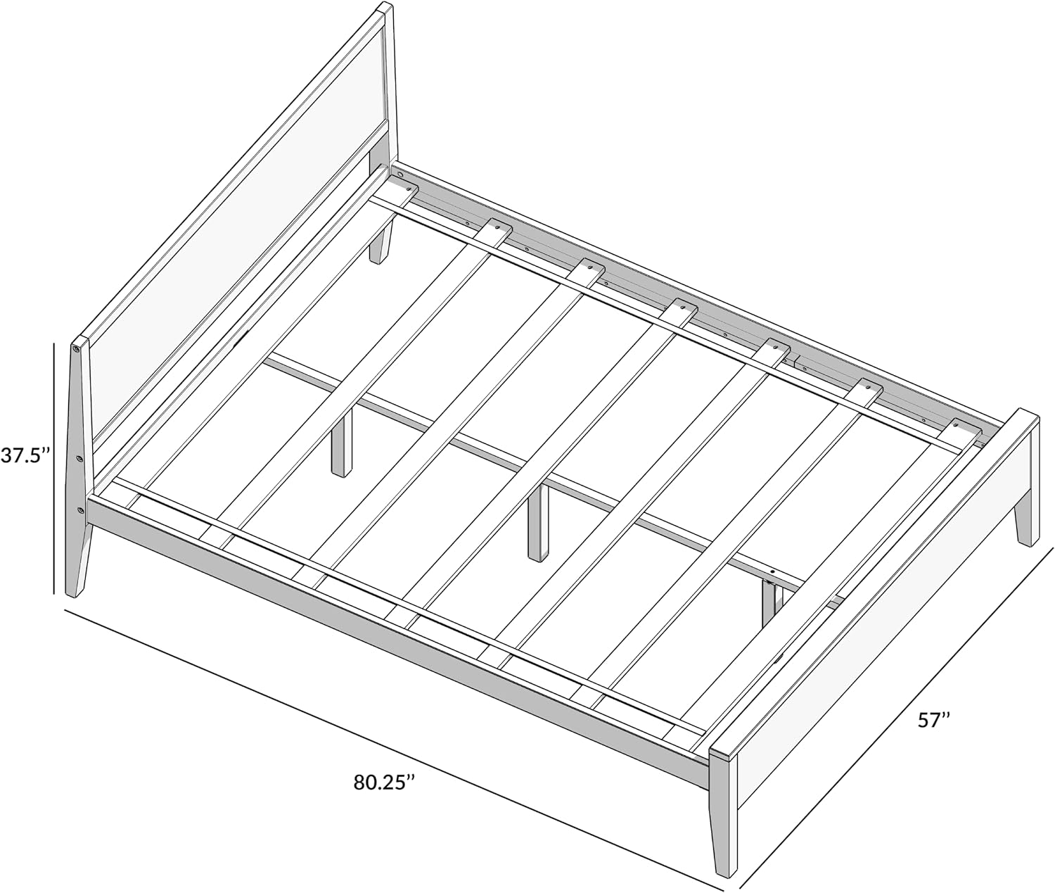 Plank+Beam Solid Wood Full Bed Frame with Panel Headboard, Modern Full Platform Bed with Wood Slat Support, No Box Spring Needed, Clay