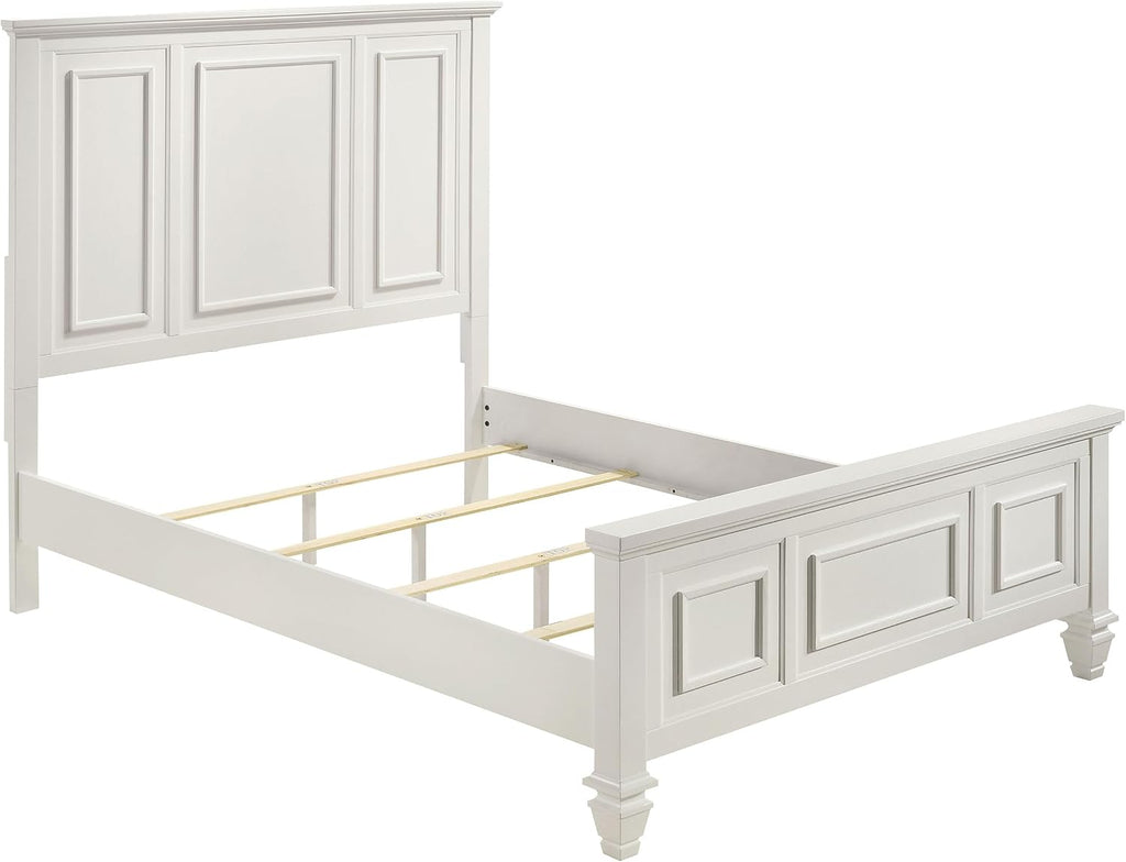 Coaster Home Furnishings Sandy Beach Coastal 5-Piece Bedroom Set Queen Size Panel Bed Frame 63-inch Headboard Cream White 201301Q-S5