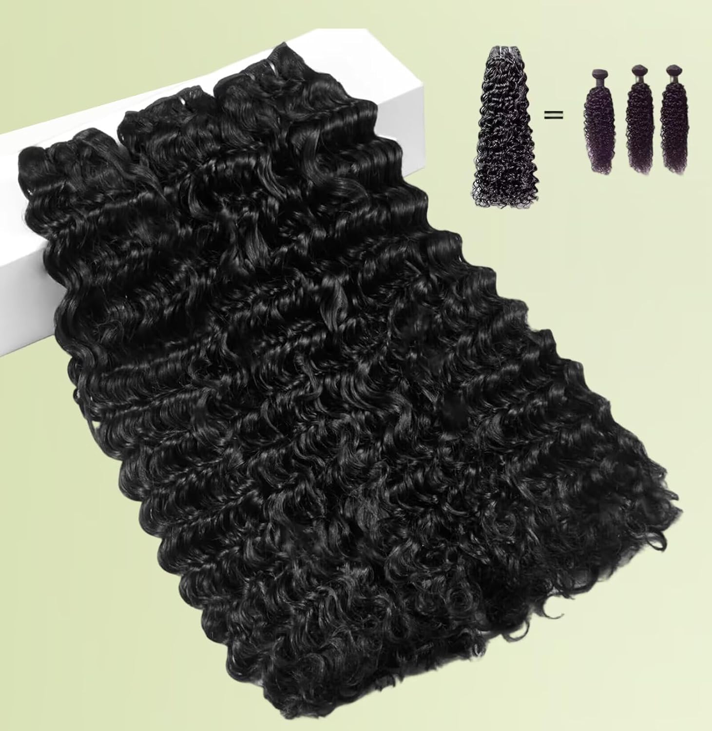 Deep Wave Bundles Human Hair,100 Unprocessed Indian Raw Hair 3 Curly Bundles(14 14 14 Inch),Triple The Lifespan Over Regular Virgin Hair,No Tangle,No Shedding,Keep Soft and Silky After Multiple Washes