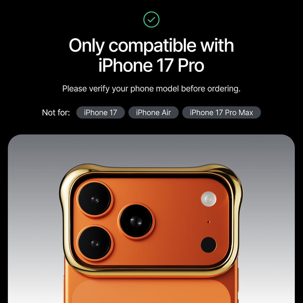 Arc Pulse Compatible with iPhone 17 Pro Phone Case (2025), Minimalist Protective Shock Absorption Aerospace Grade Aluminum Shells + Elastomer Inlays Easy Fit 6.3 inch Gold