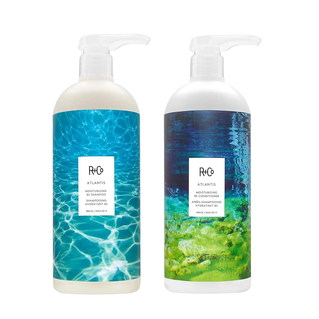 R+Co Atlantis Moisturizing B5 Shampoo and Conditioner Set – Deep Hydration & Repair for Dry, Damaged, Tired Hair – Restores Moisture, Softness & Shine – Vegan & Sulfate-Free – 33.8 oz (Pack of 2)