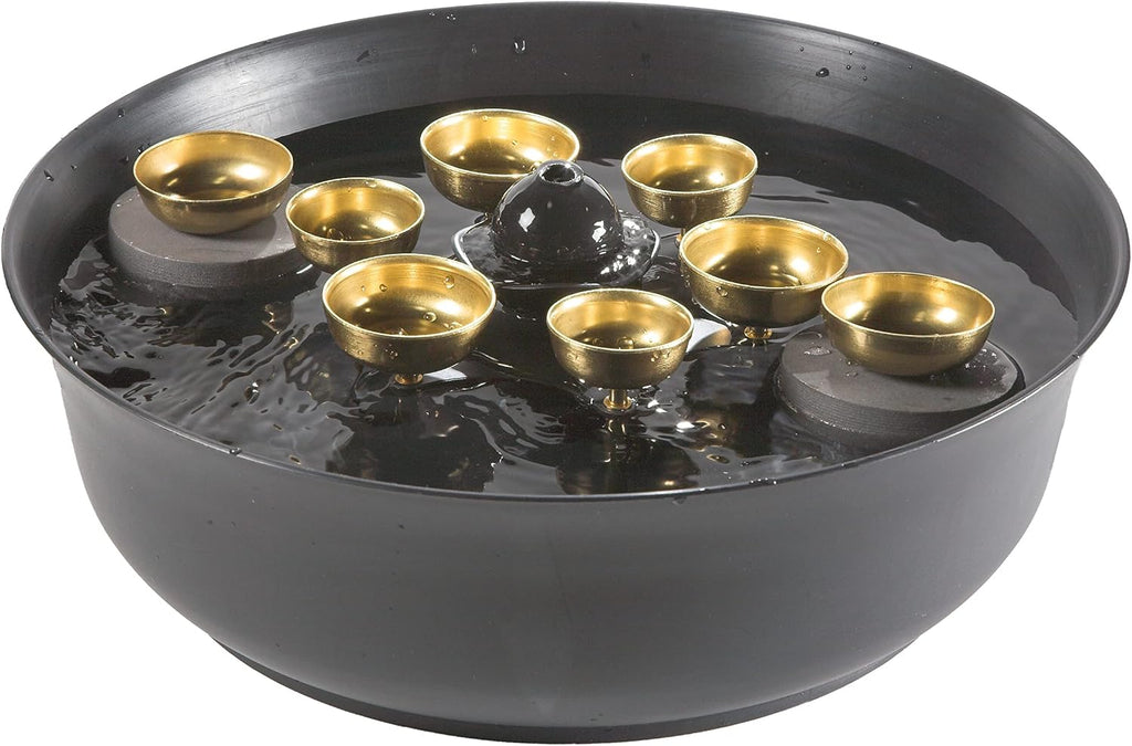 Woodstock Wind Chimes Encore Water Bell Fountain (14') Brass Serenity Bells Black Bowl for Indoor Home Garden Décor Christmas/Hanukkah Gifts (WEWBF)