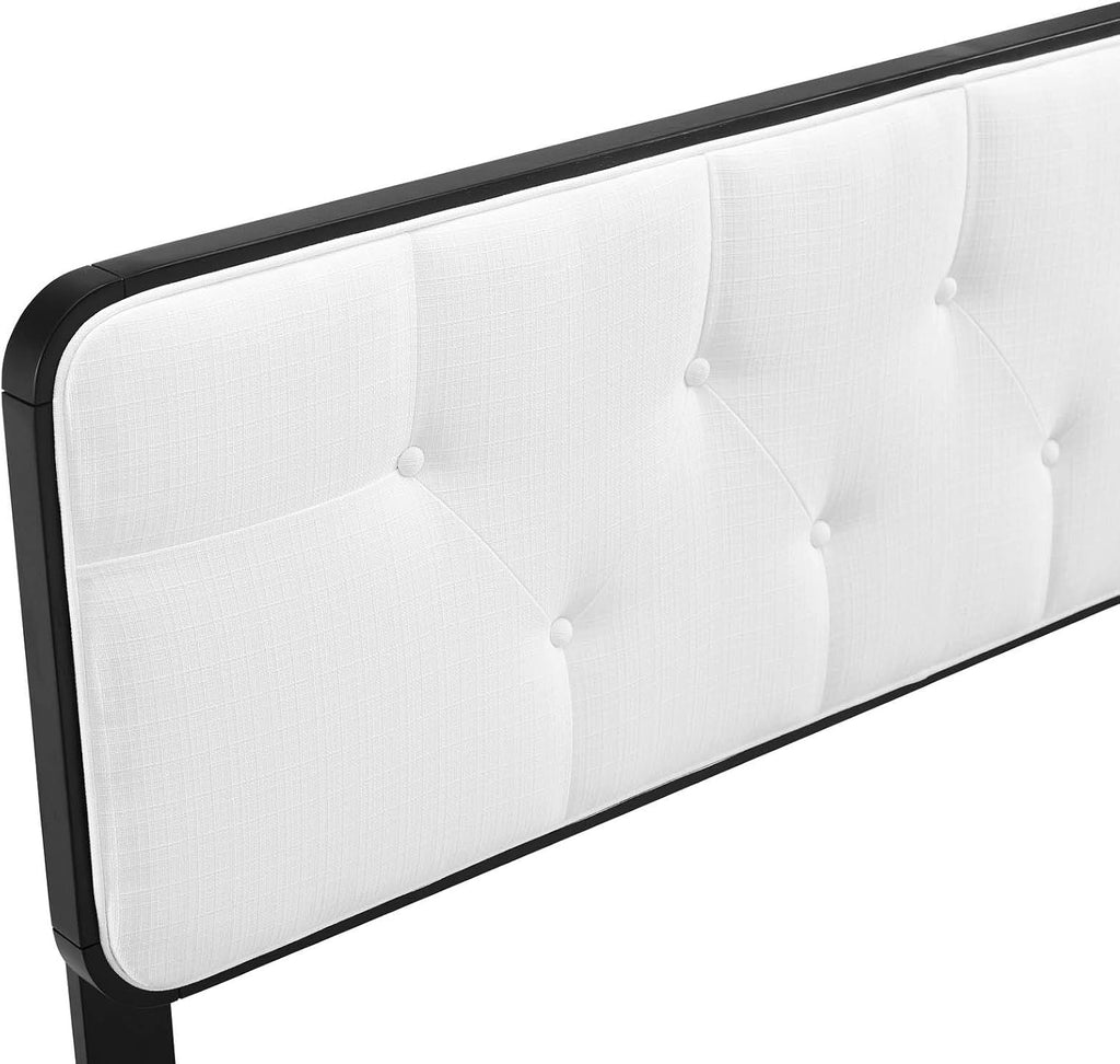 Modway MOD-6233-BLK-WHI Collins Tufted Full Fabric and Wood Headboard, Black White