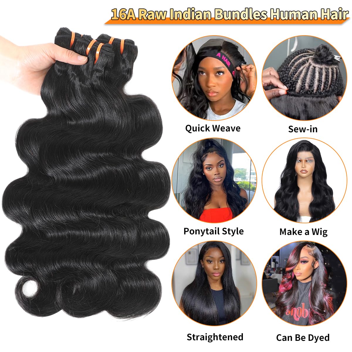 16A Raw Bundles Human Hair 14 16 18 Inch Body Wave Bundles Human Hair 100% Remy Virgin Human Hair 3 Bundles, 2-Year Life Span, Holds The Curls Well, Silky Soft after Mutiple Washes, Full and Thick