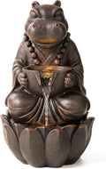 Glitzhome Water Fountain Outdoor, Outdoor Fountain with Lights, Zen-Style Water Fountain with Pump, 22' H 2-Tiered Bronze Hippo Polyresin Water Feature for Home Patio Garden Backyard Decor