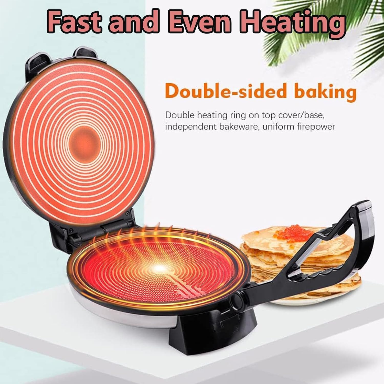 1500W Electric Tortilla Maker, 10 Inch Non Stick Tortilla Press, with Temperature Control & Stainless Steel Cover, Electric Roti Maker for Pitas, Chapati, Roti, Flatbread