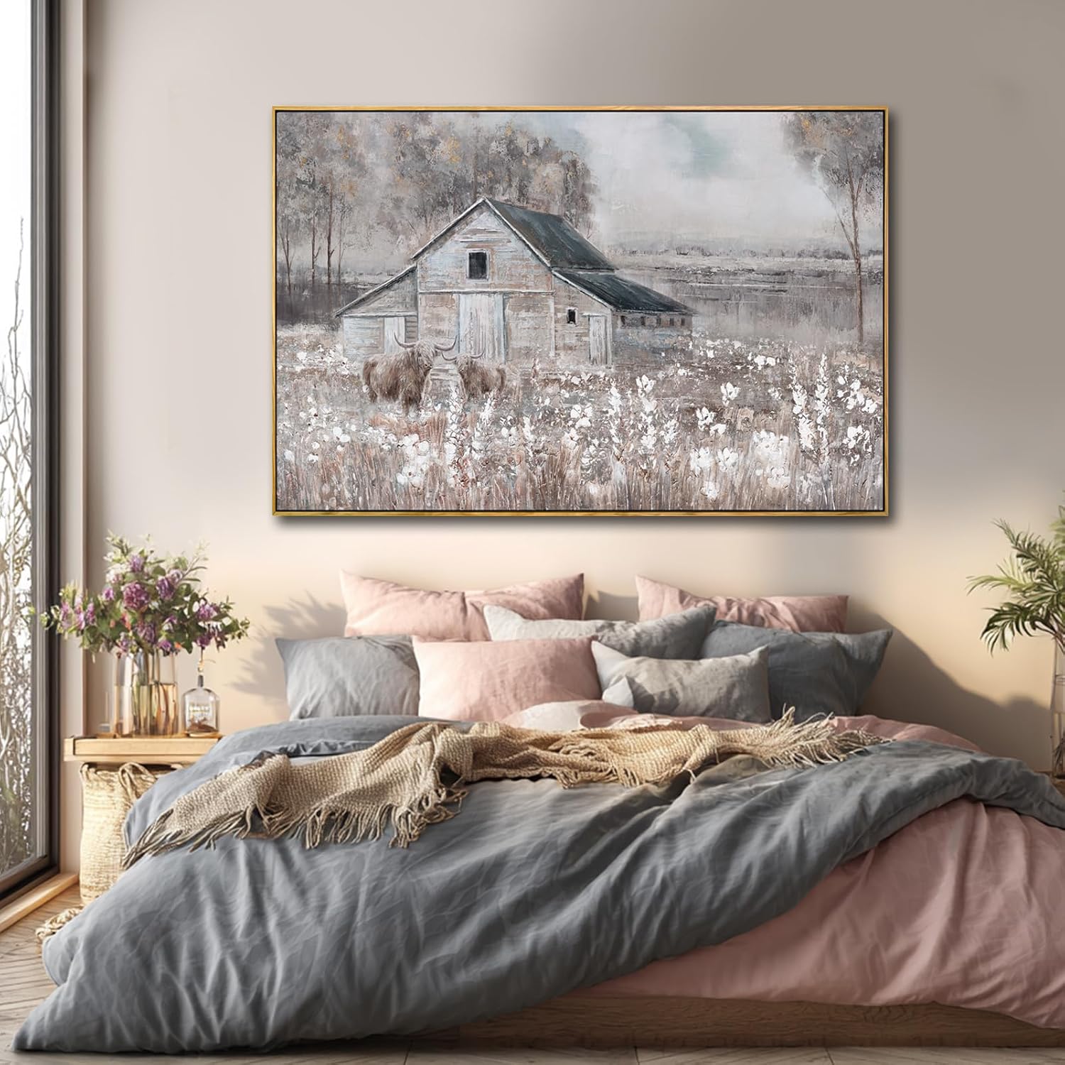 SDYA Nature Wood Wall Decor Tree Wall Art Farmhouse Artwork 32'x48' Large Pictures for Living Room Bedroom Office Decorations