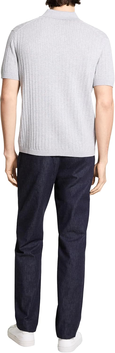 Theory Men's Short Sleeve Cable Polo in Eco Breach