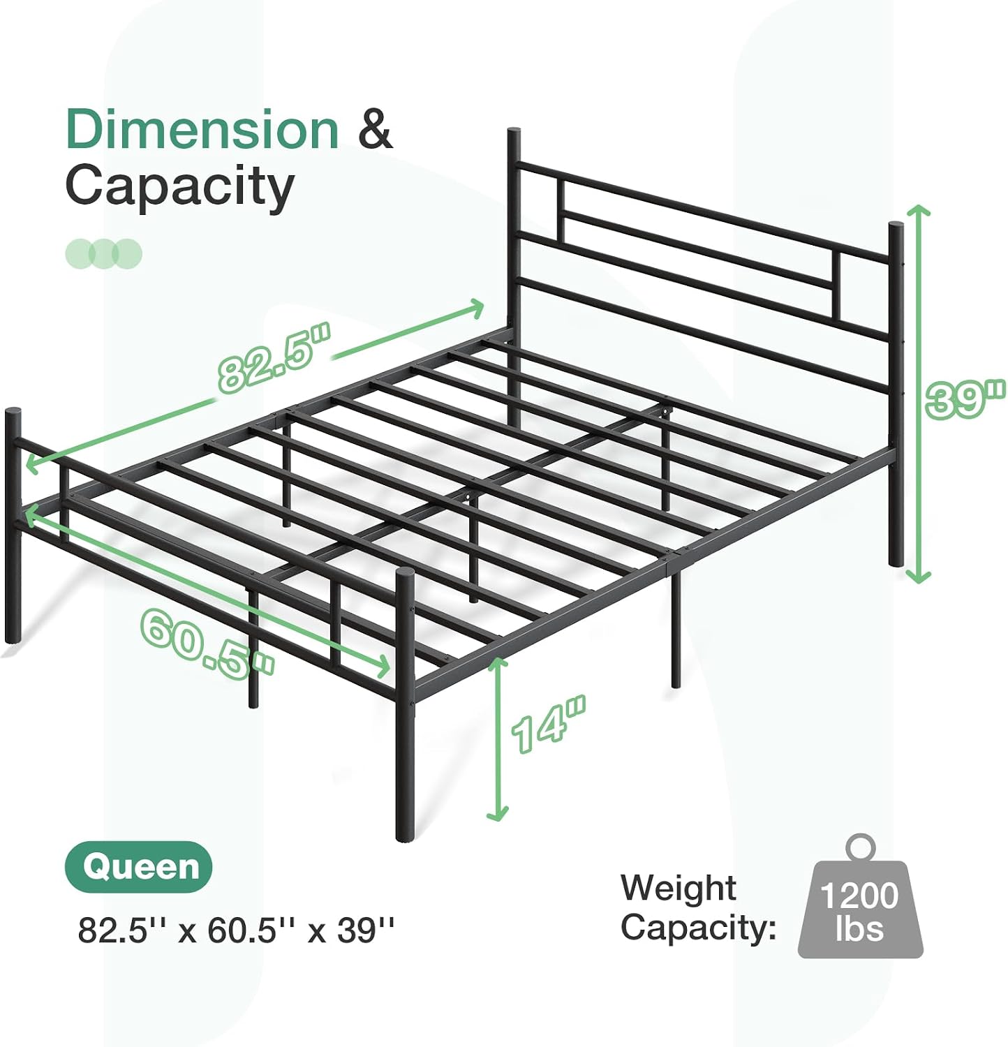 Novilla Queen Bed Frame with Headboard and Footboard, 14 Inch Metal Platform Bed Frame Queen Size, Large Storage Space, Strong Metal Slats Support, Mattress Foundation No Box Spring Needed