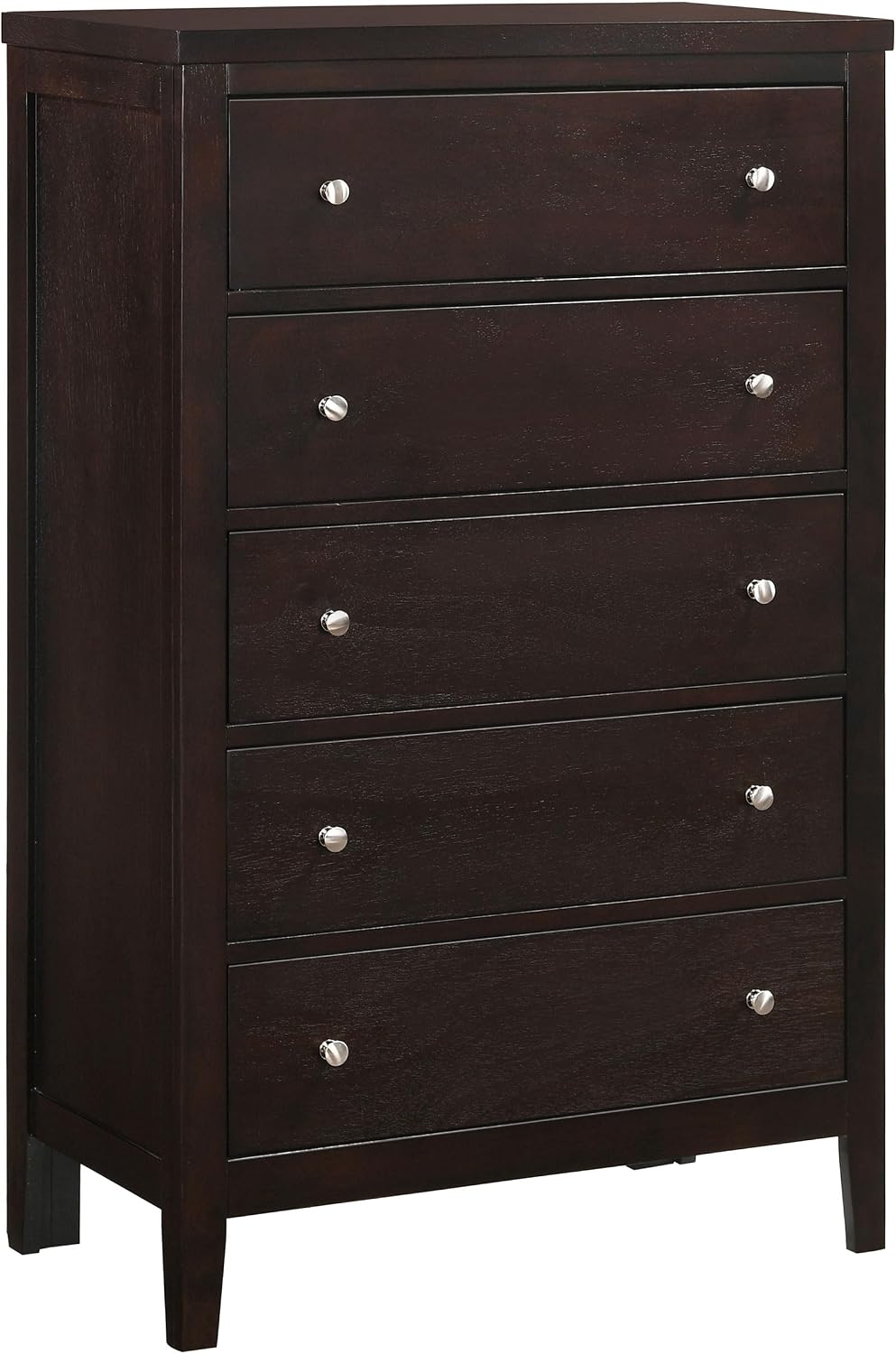 Coaster Home Furnishings Carlton Contemporary 5-Piece Bedroom Set Leatherette Upholstered Eastern King Size Panel Bed Frame 51-inch Headboard Cappuccino 202091KE-S5