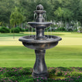 45.2' H Outdoor Floor Water Fountain, 3-Tiers Concrete Water Fountain with Submersible Electric Pump - Garden Cascading Waterfall for Yard Patio Lawn Home Decor