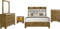 Coaster Home Furnishings - Henderson - Wood - 5-Piece Bedroom Set with Bookcase Headboard, USB Charging and Rustic Style - Bedroom - Eastern King Size - Medium Oak - 222971KE-S5