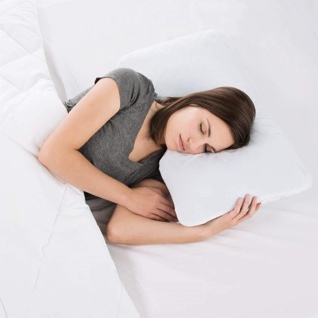 MALOUF Z Side Sleeper Shoulder Cutout Dough Memory Foam Pillow with Liquid Gel Layer-Queen, Blue