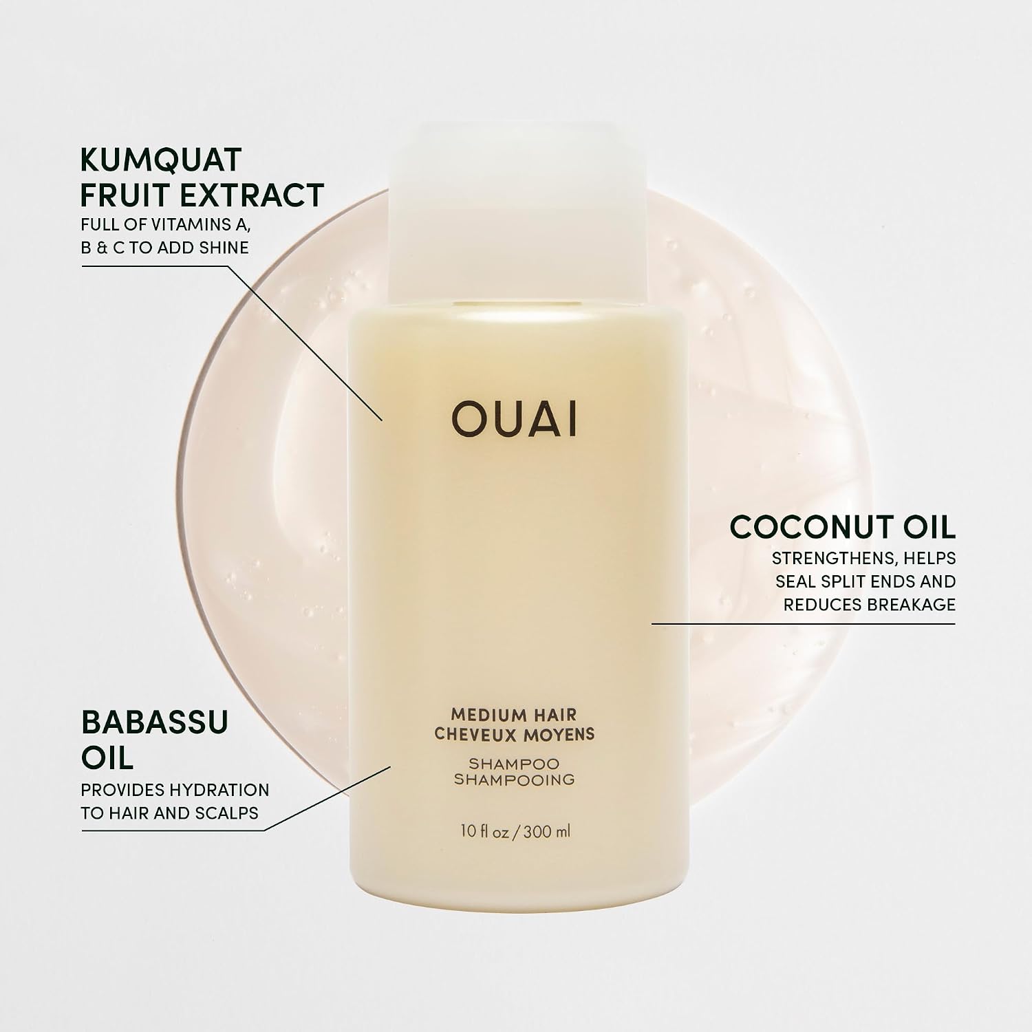 OUAI Medium Hair Bundle - Shampoo (10 Oz), Conditioner (10 Oz) & Hair Treatment Masque (8 Fl Oz) with Shea Butter, Keratin and Panthenol - Paraben, Phthalate and Sulfate Free