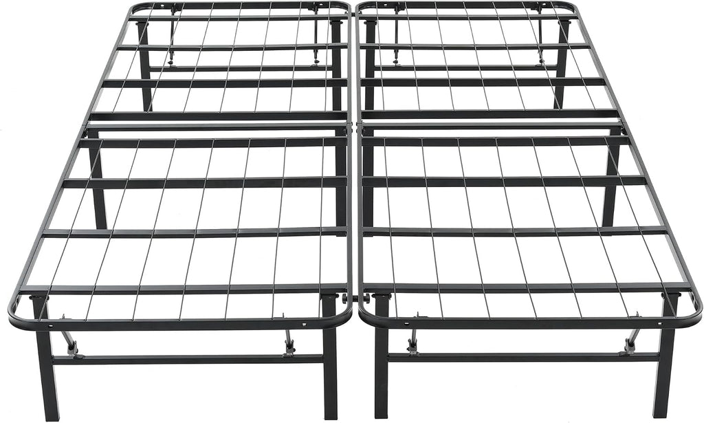 Hercules Folding Metal Bed Frame, 14' Platform Mattress Foundation, No Box Spring Needed, Queen